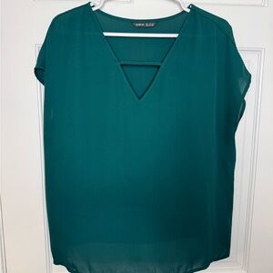 SHEIN Green V-Neck Blouse